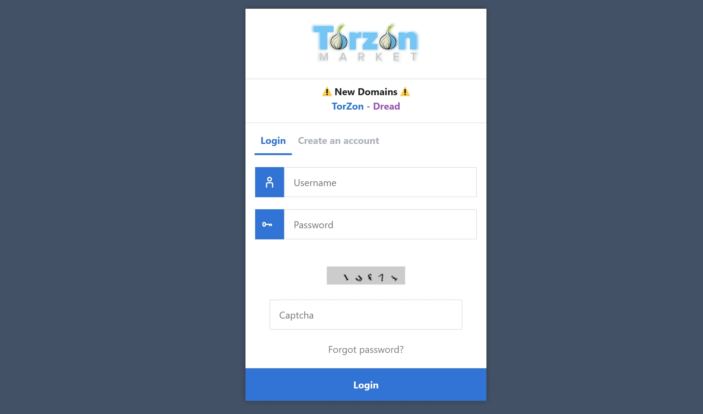 TorZon Market Login and Registration Page — Darknet Account Creation Interface